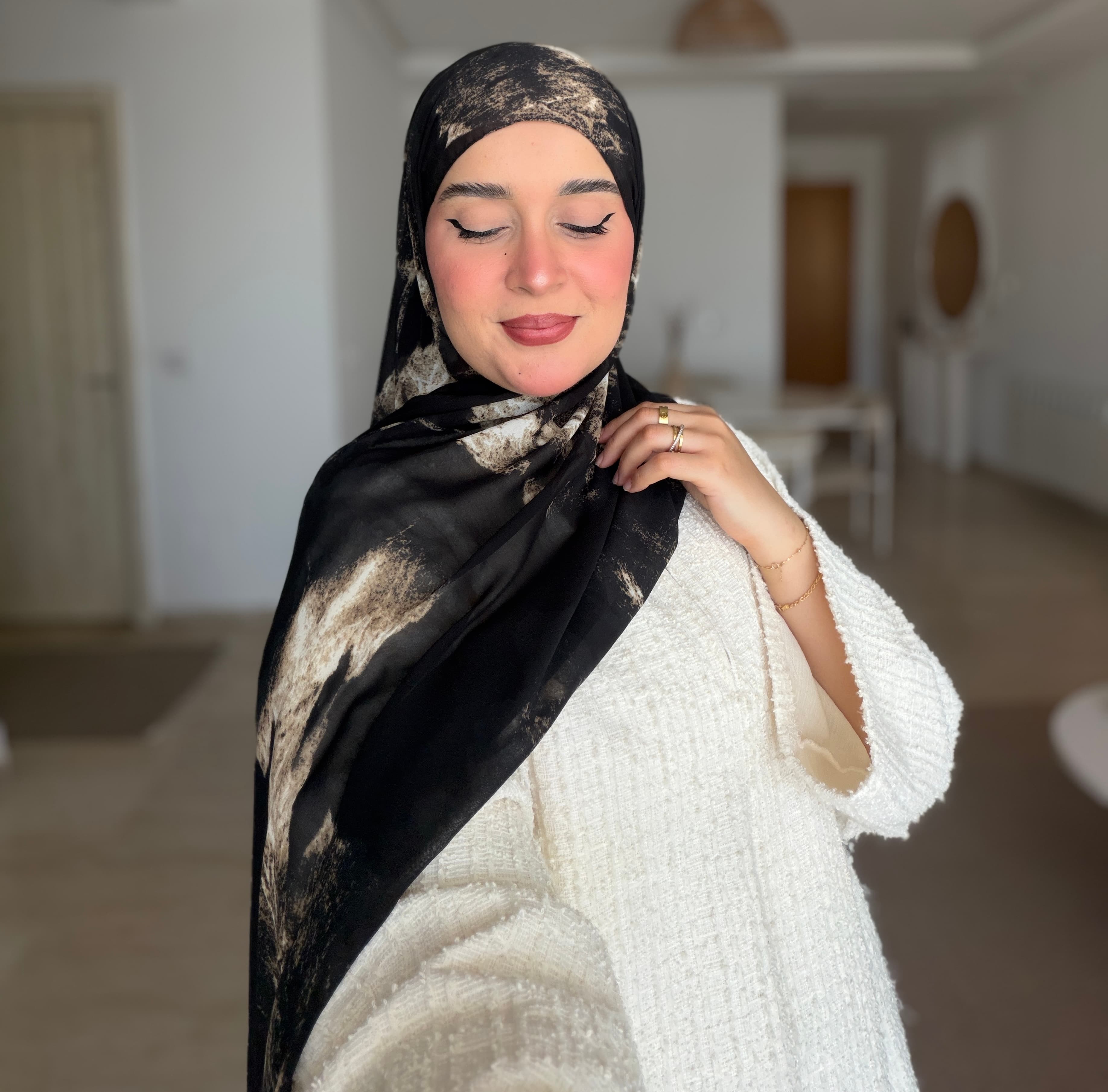 Hijab Imprimé Beige Thunder