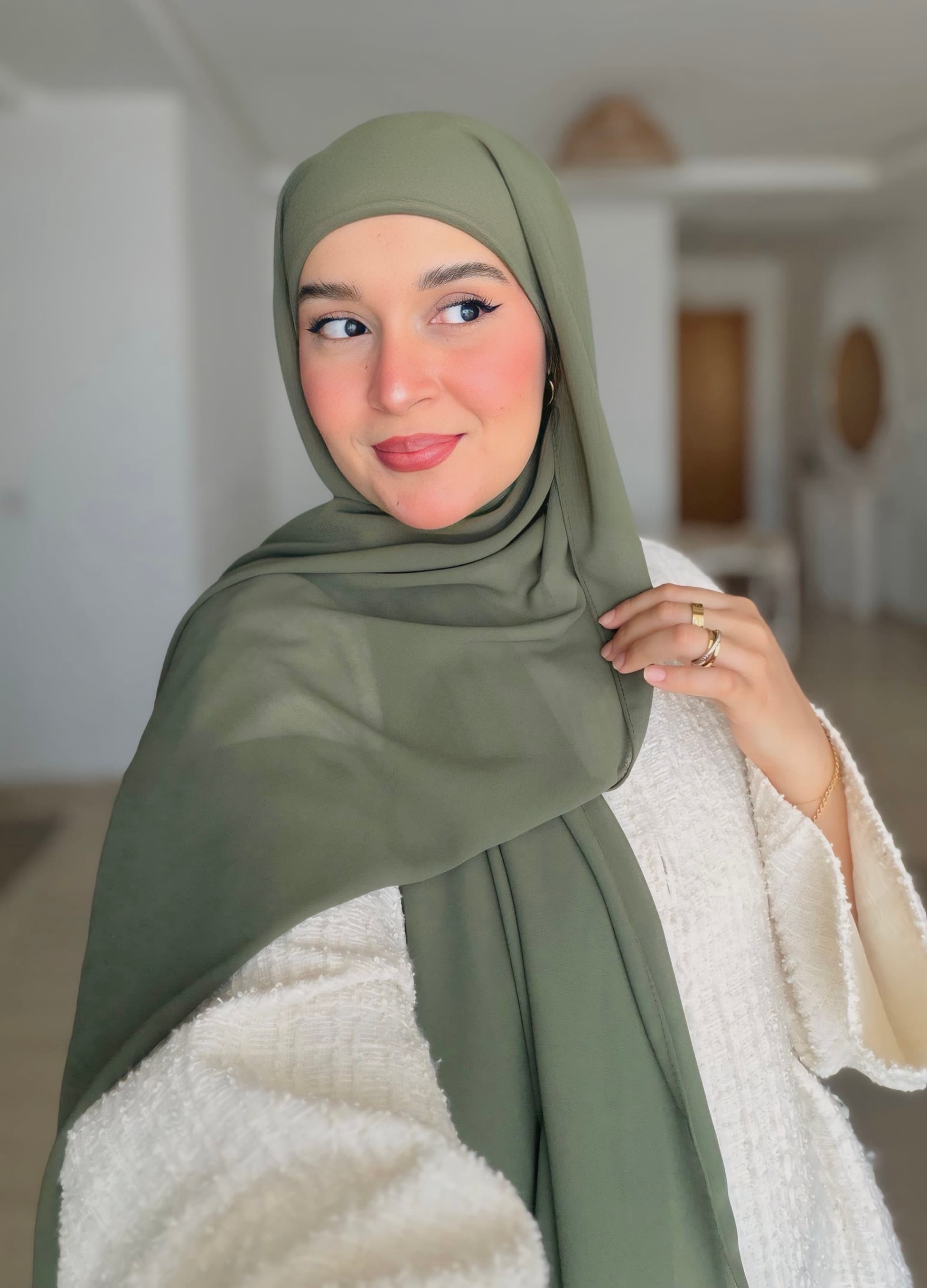 Hijab Chiffon Avec Bonnet Vert