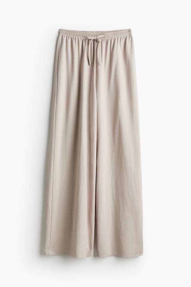 Pantalon Large Lin Beige