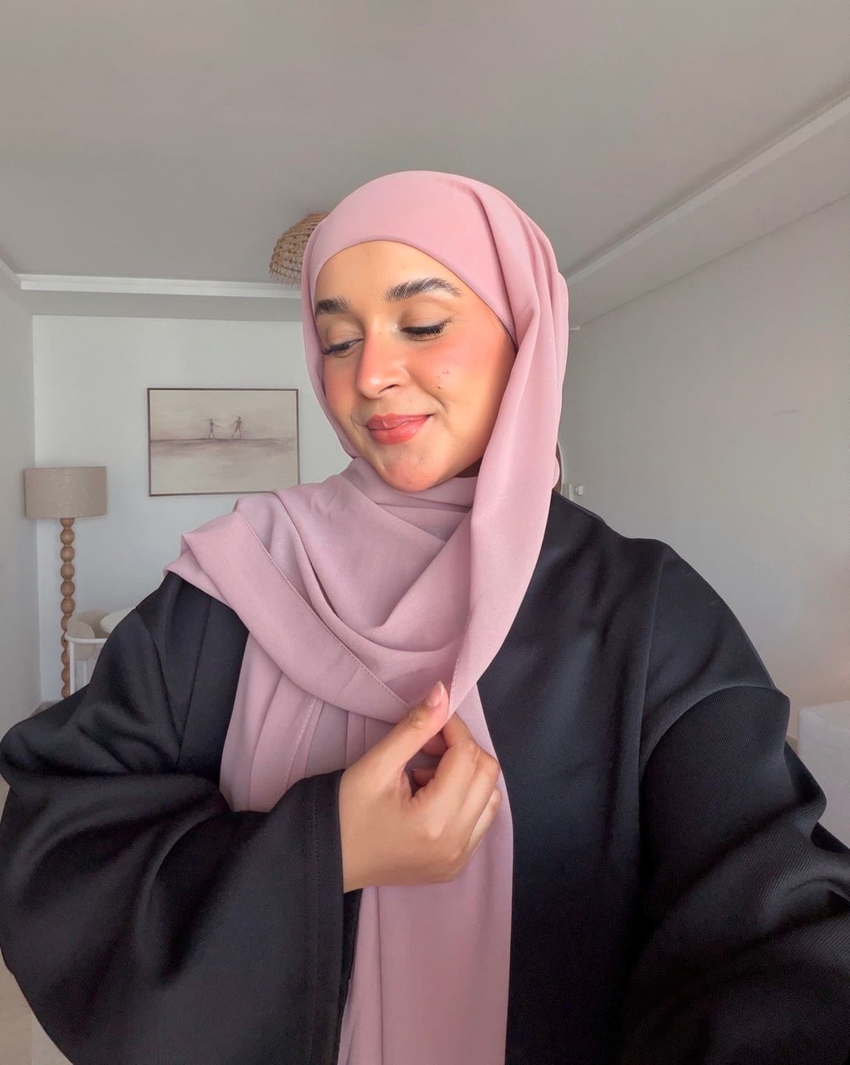Hijab Chiffon Avec Bonnet Pinkish